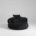 COOLMORE oversized chenille lazy sofa bean bag chair with high back and 3 pillows in a modern bedroom setting