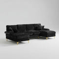 GOMYWAY U-shaped modular sectional sofa with double chaise in soft chenille fabric for modern living rooms